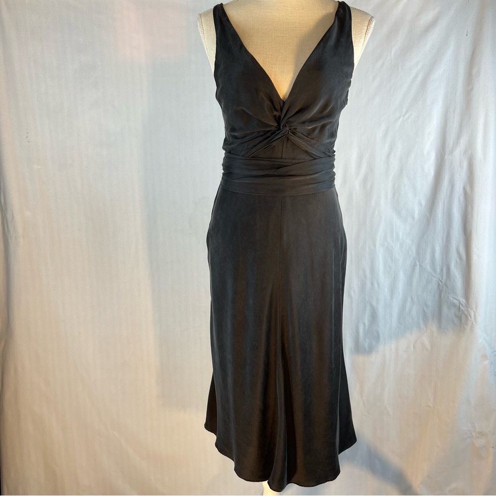 BCBGMaxAzria Black Midi Dress with Twist Front